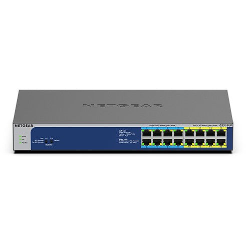 NETGEAR GS516UP. Neupravljan. Gigabit Ethernet (10/100/1000). Puni dupleks. Napajanje preko Etherneta (PoE). Montaža u rack