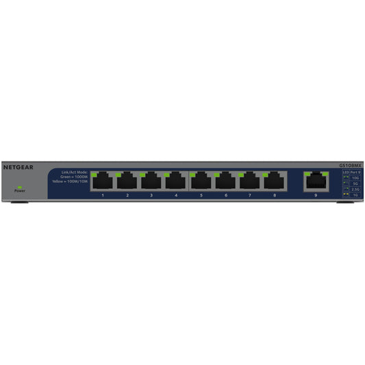 NETGEAR GS108MX-100EUS. Neupravljan. Sloj 2. Gigabit Ethernet (10/100/1000). Puni dupleks. Montaža u rack. Montaža na desktop/zid.