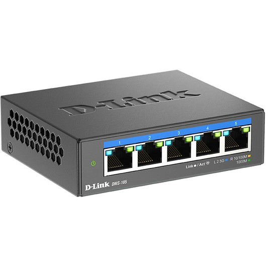 D-Link 5-portni 2.5G multigigabitni desktop switch. Neupravljan. L2. 2.5G Ethernet (100/1000/2500)