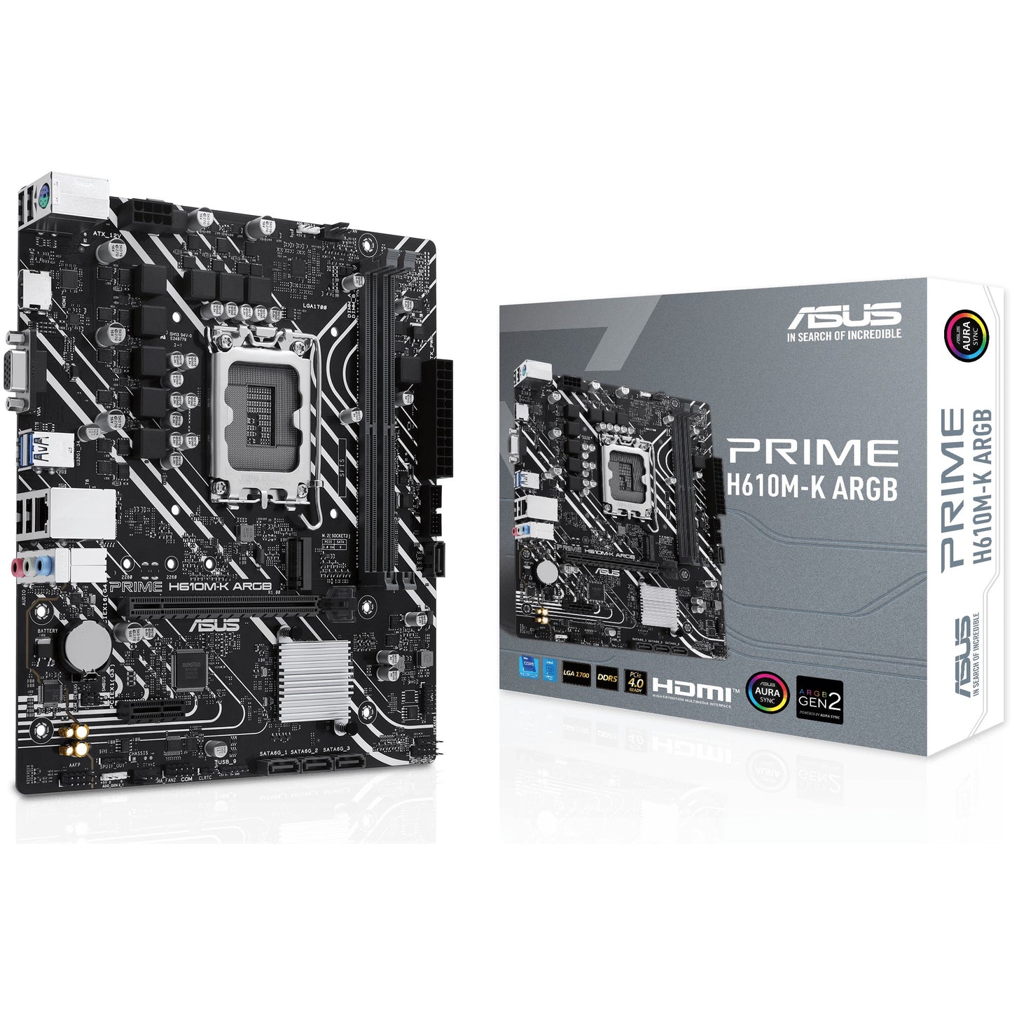 ASUS PRIME H610M-K ARGB. Intel. LGA 1700. Intel® Celeron®. Intel® Core™ i3. Intel® Core™ i5. Intel® Core™ i7. Intel® Core™ i9..... DDR5 SDRAM. 96 GB. DIMM