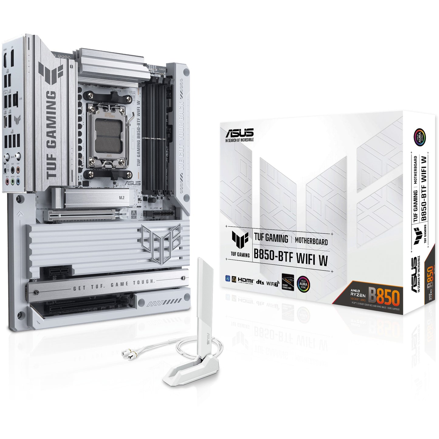 ASUS TUF GAMING B850-BTF WIFI W. AMD. Socket AM5. AMD Ryzen 7000 serija. AMD Ryzen 8000 serija. AMD Ryzen 9000 serija. DDR5 SDRAM. 256GB. DIMM.