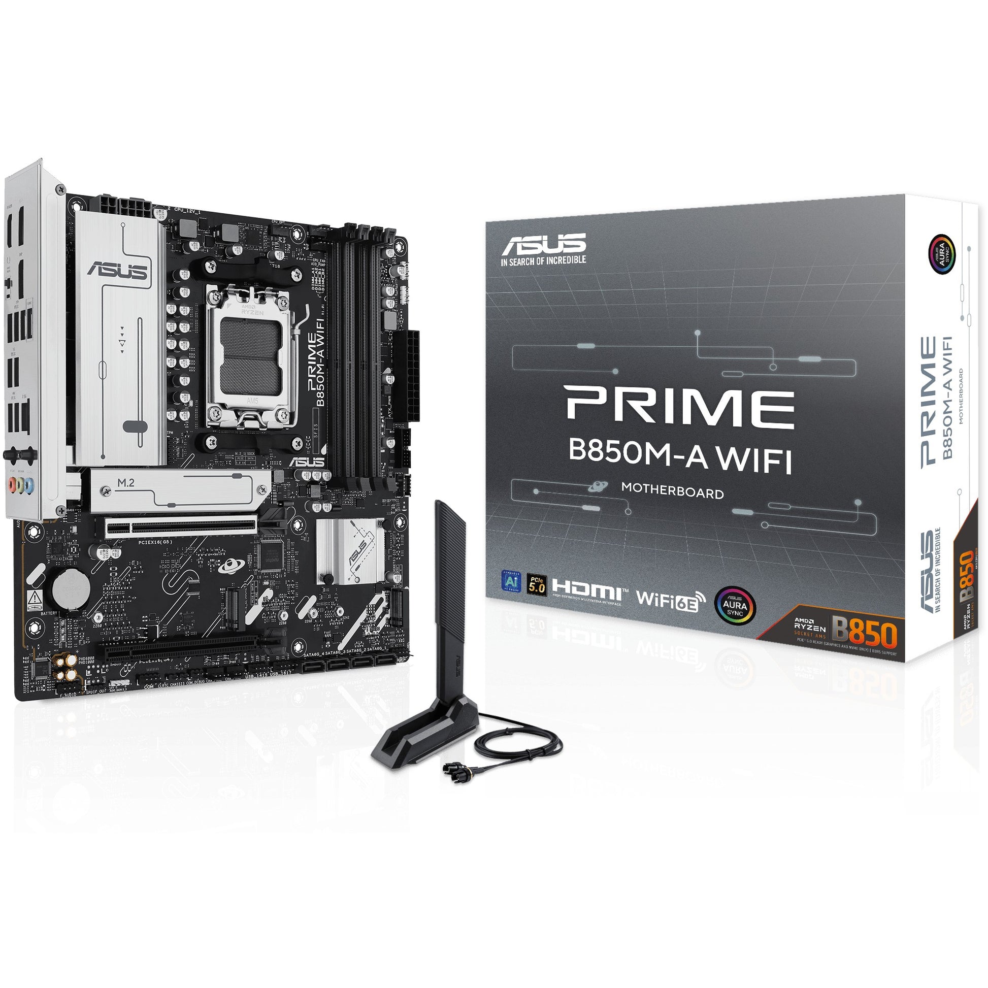 ASUS PRIME B850M-A WIFI. AMD. Podnožje AM5. AMD Ryzen 7000 serija. AMD Ryzen 8000 serija. AMD Ryzen 9000 serija. DDR5 SDRAM. 256GB. DIMM