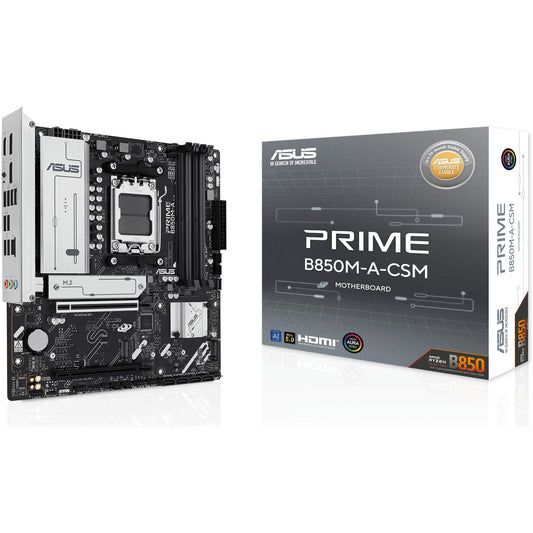 ASUS PRIME B850M-A-CSM. AMD. Podnožje AM5. AMD Ryzen 7000 serija. AMD Ryzen 8000 serija. AMD Ryzen 9000 serija. Podnožje AM5. DDR5 SDRAM. 256GB