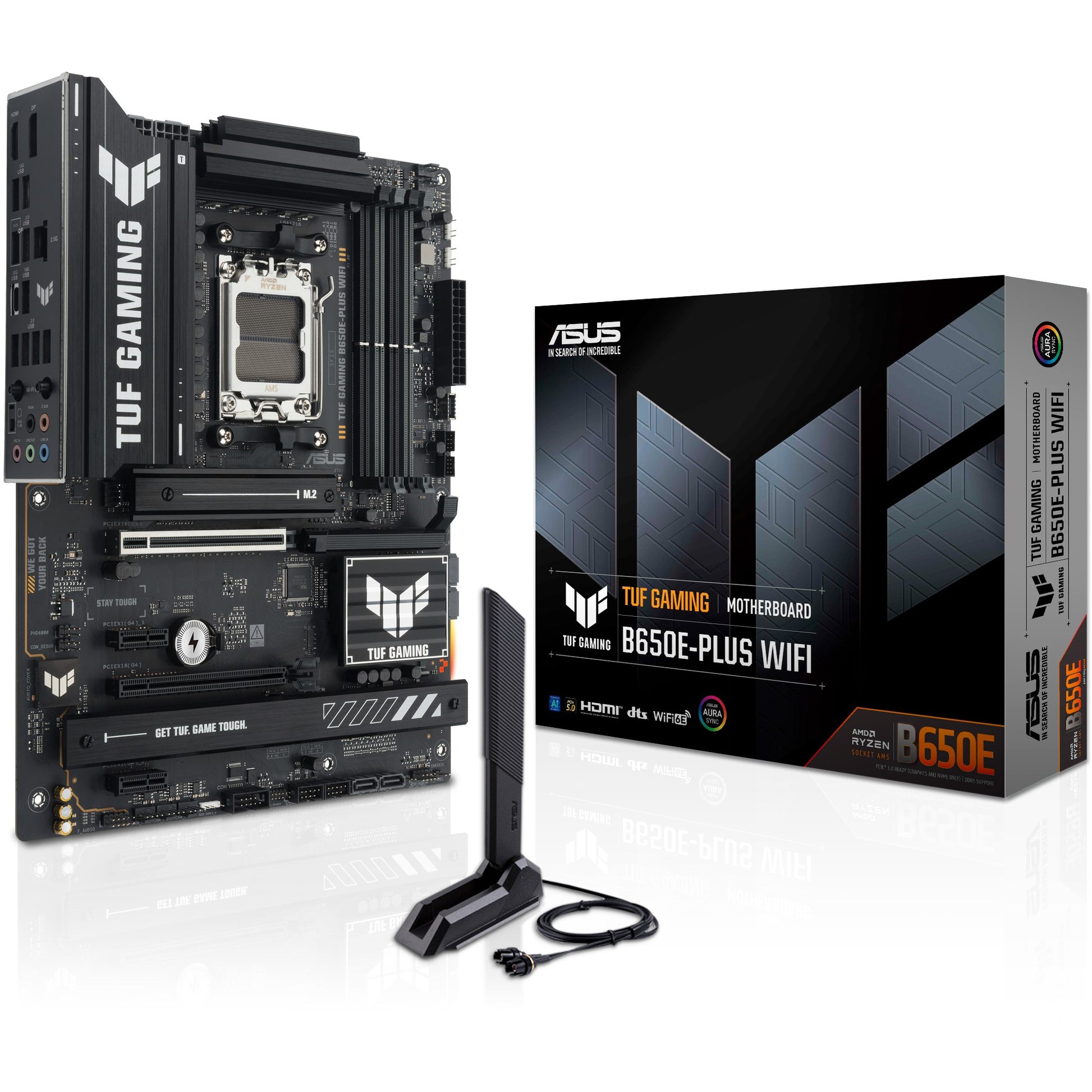 ASUS TUF GAMING B650E-PLUS WIFI. AMD. Podnožje AM5. AMD Ryzen 7000 serija. AMD Ryzen 8000 serija. AMD Ryzen 9000 serija. Podnožje AM5. DDR5 SDRAM. 256GB