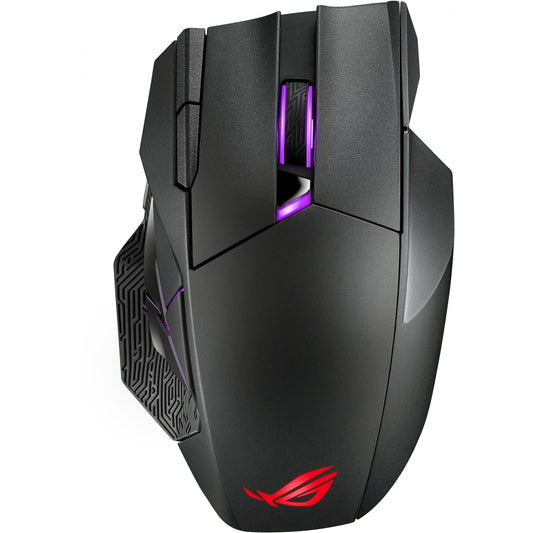ASUS ROG Spatha X. Desna. Optička. Bežična RF + USB Type-C. 19000 DPI. Crna.