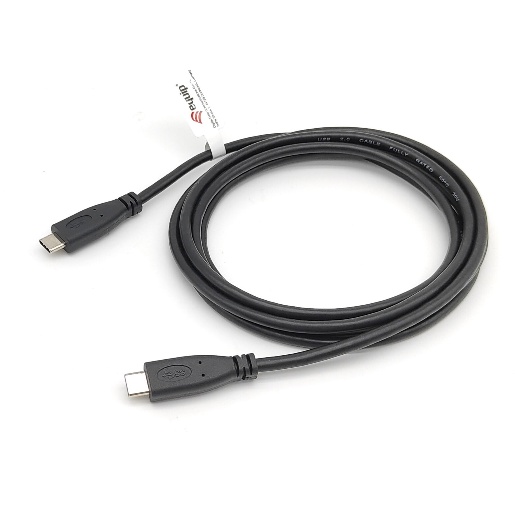 Equip USB 2.0 Type-C kabel. M/M. 2.0 m. 2 m. USB C. USB C. USB 2.0. 0.48 Gbps. Crni