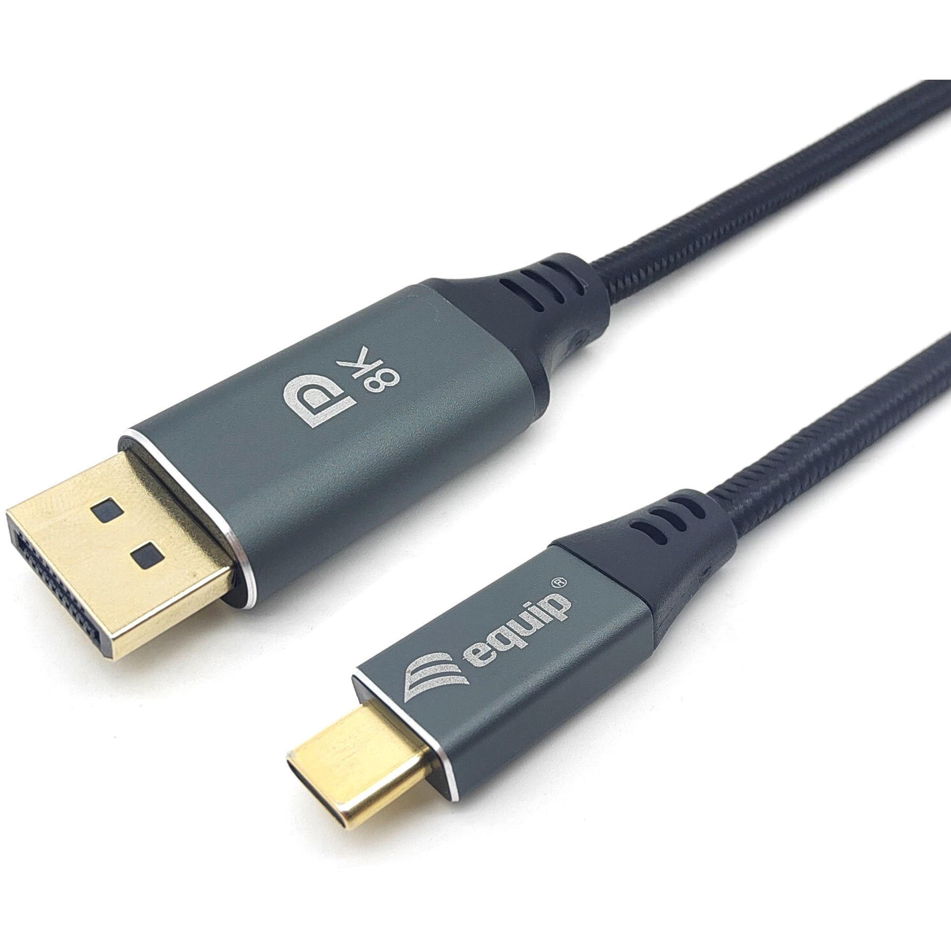 Equip USB-C na DisplayPort Premium kabel. Muški/Muški. 1,0 m. 8K/60 Hz. 1 m. USB Type-C. DisplayPort. Muški. Muški. Ravni