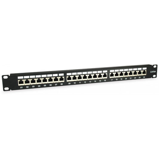 Equip 24-portni Cat.6A oklopljeni patch panel. Crna. RJ-45. Cat6a. Crna. 1U. RoHS. CE.