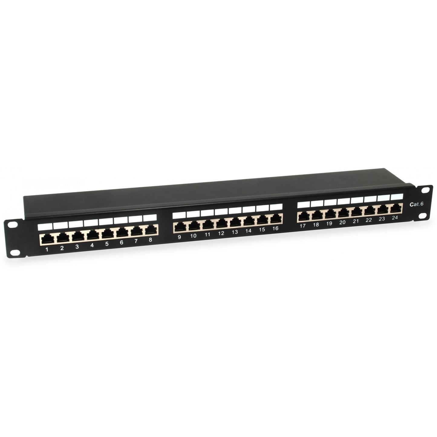 Equip 24-portni Cat.6 oklopljeni patch panel. Crna. Gigabit Ethernet. RJ-45. Cat6. Crna. Montaža u rack. 1U