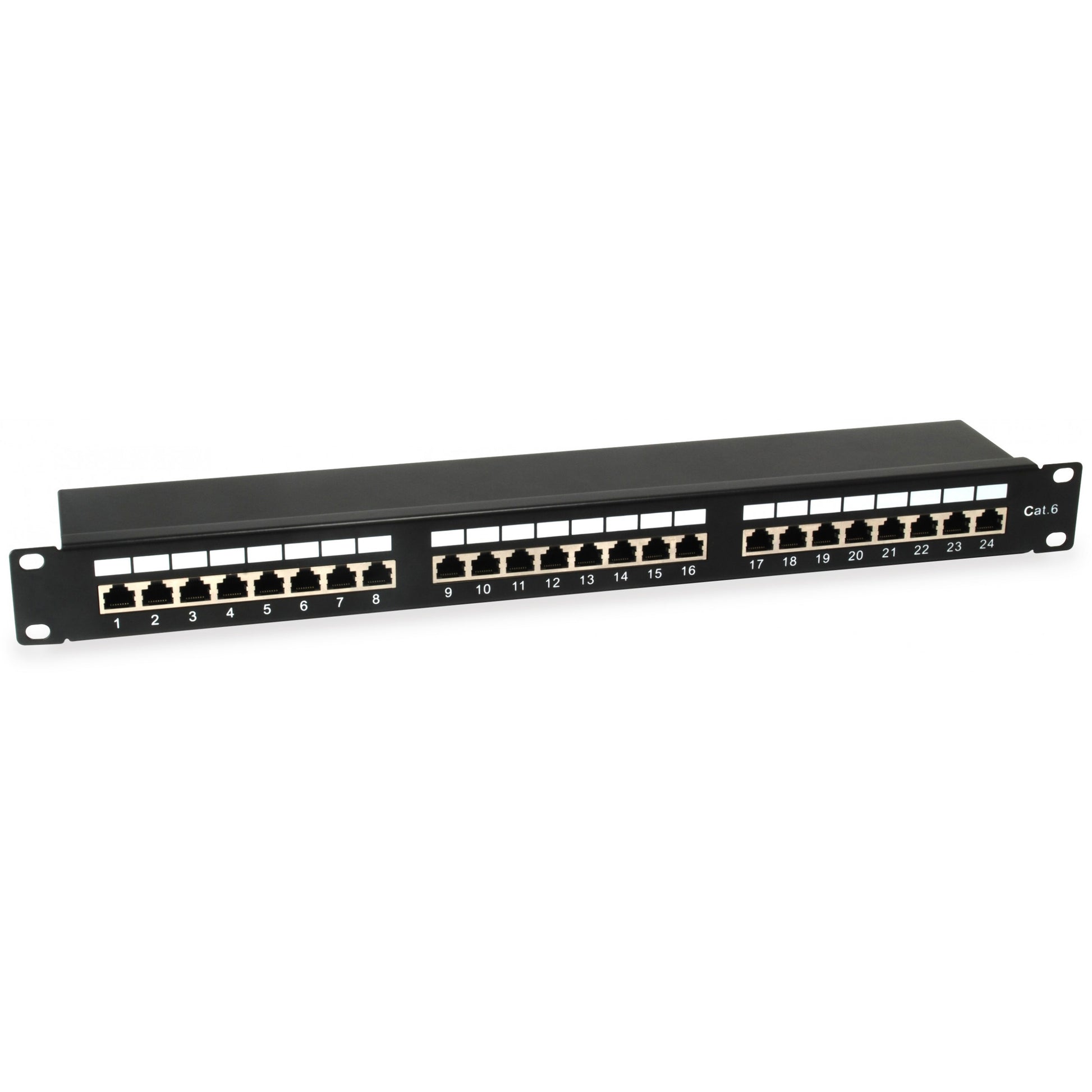 Equip 24-portni Cat.6 oklopljeni patch panel. Crna. Gigabit Ethernet. RJ-45. Cat6. Crna. Montaža u rack. 1U