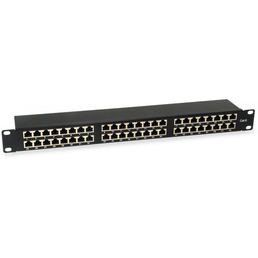 Equip 48-portni Cat.6 oklopljeni patch panel. Crna. RJ-45. Cat6. Crna. Montaža u rack. 1U. RoHS.