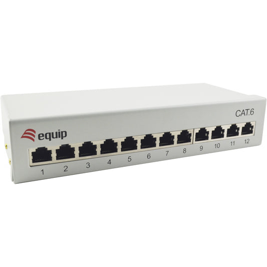 Equip 12-portni Cat.6 desktop patch panel. Svijetlosiva. 10/100/1000Base-T(X). Gigabit Ethernet. 1000 Mbps. RJ-45. Cat6. Bijela.