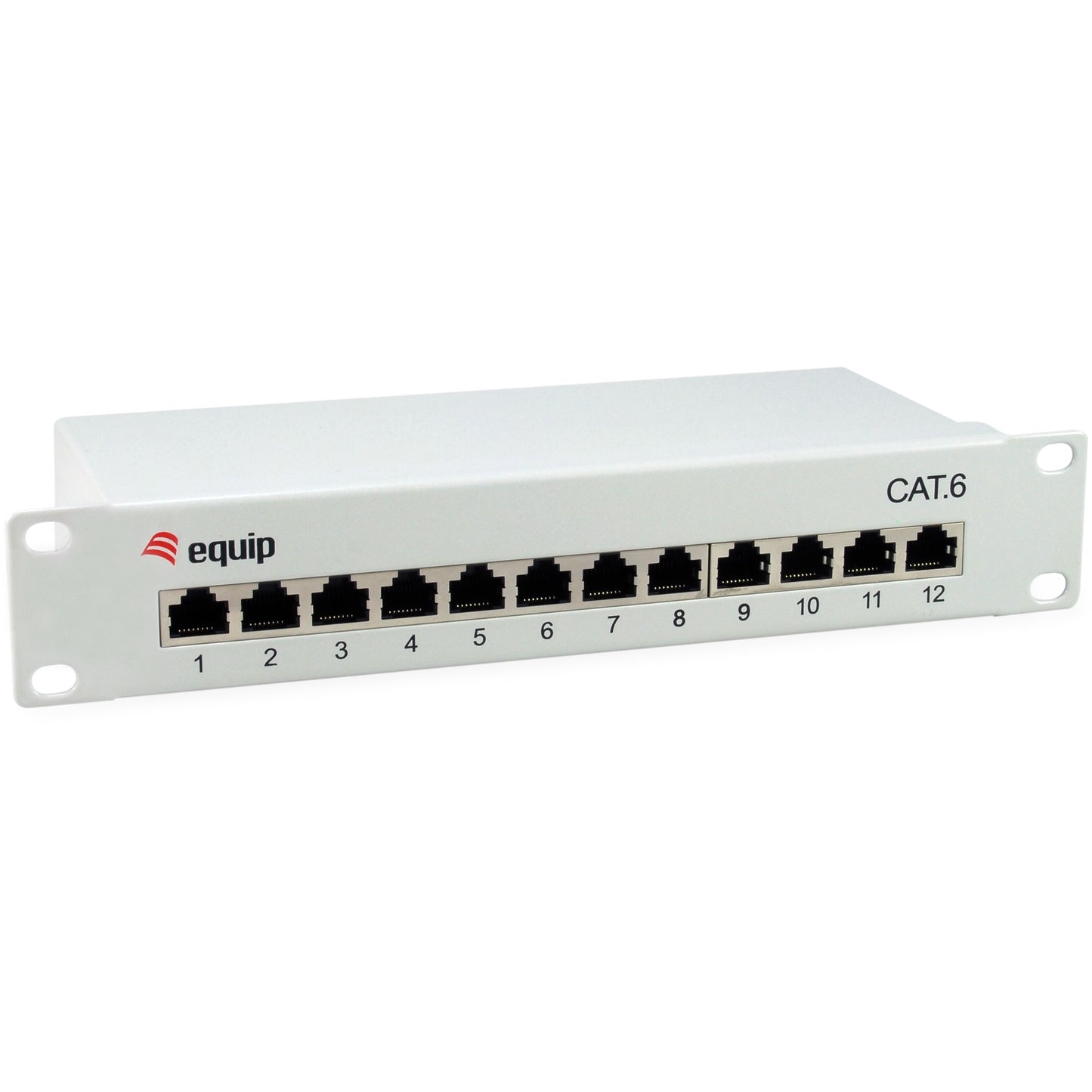 Equip 12-portni Cat.6 oklopljeni patch panel. Svijetlo siva. Gigabit Ethernet. 1000 Mbps. RJ-45. Cat6. Cat6e. Siva. Čelik.