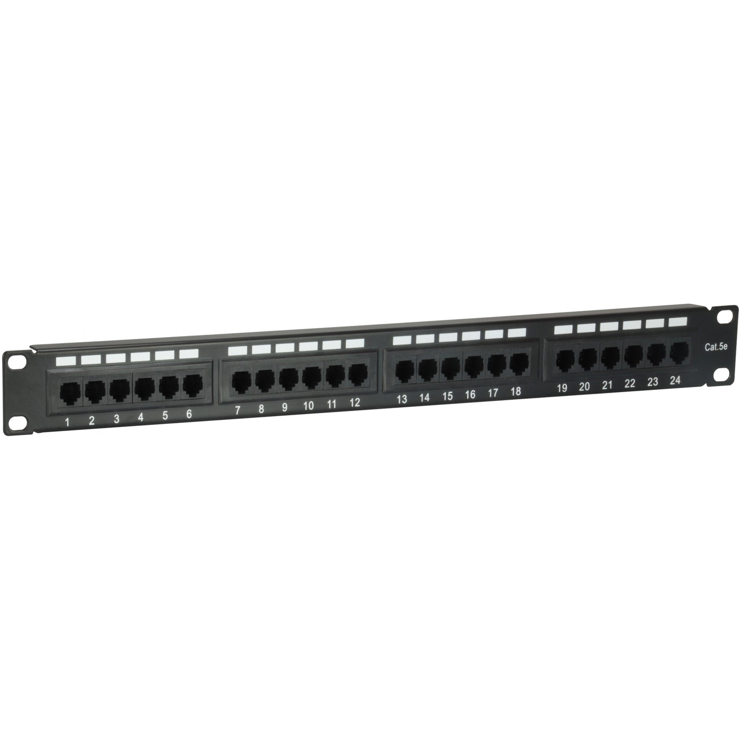 Equip 24-portni Cat.5e neoklopljeni patch panel. Crna. Cat5e. Crna. Montaža u rack. 1U. RoHS. CE.