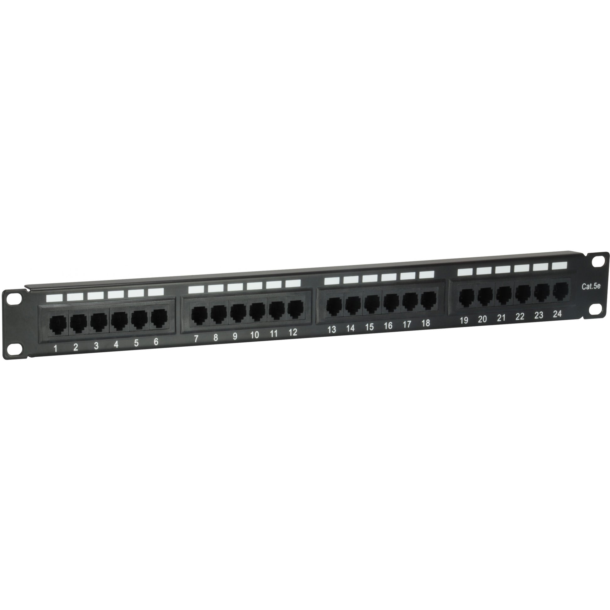 Equip 24-portni Cat.5e neoklopljeni patch panel. Crna. Cat5e. Crna. Montaža u rack. 1U. RoHS. CE.
