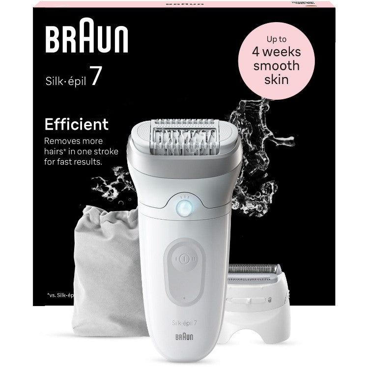 Braun Silk-épil 7 7-041. Siva. Bijela. MicroGrip. Za pazuh. Za bikini zonu. 0,5 mm. Punjiva baterija. Njemačka
