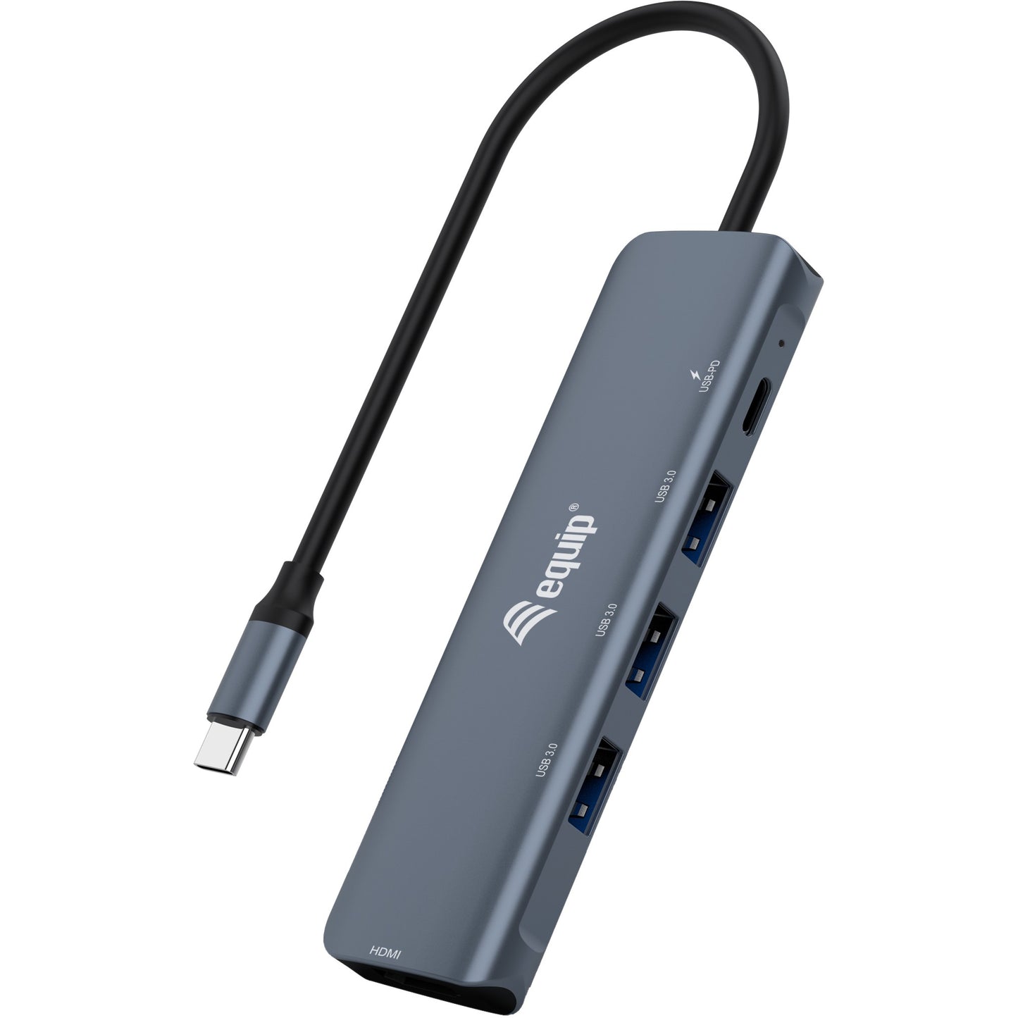 Equip USB-C 5-u-1 multifunkcionalnim adapterom. HDMI. USB 3.2 Gen 1. 100W USB PD. USB 3.2 Gen 1 (3.1 Gen 1) Type-C. HDMI. USB 3.2 Gen 1 (3.1 Gen 1) Type-A. USB 3.2 Gen 1 (3.1 Gen 1) Type-C. 5000 Mbps. 4096x2160 piksela. Crna. Siva. Aluminijum.