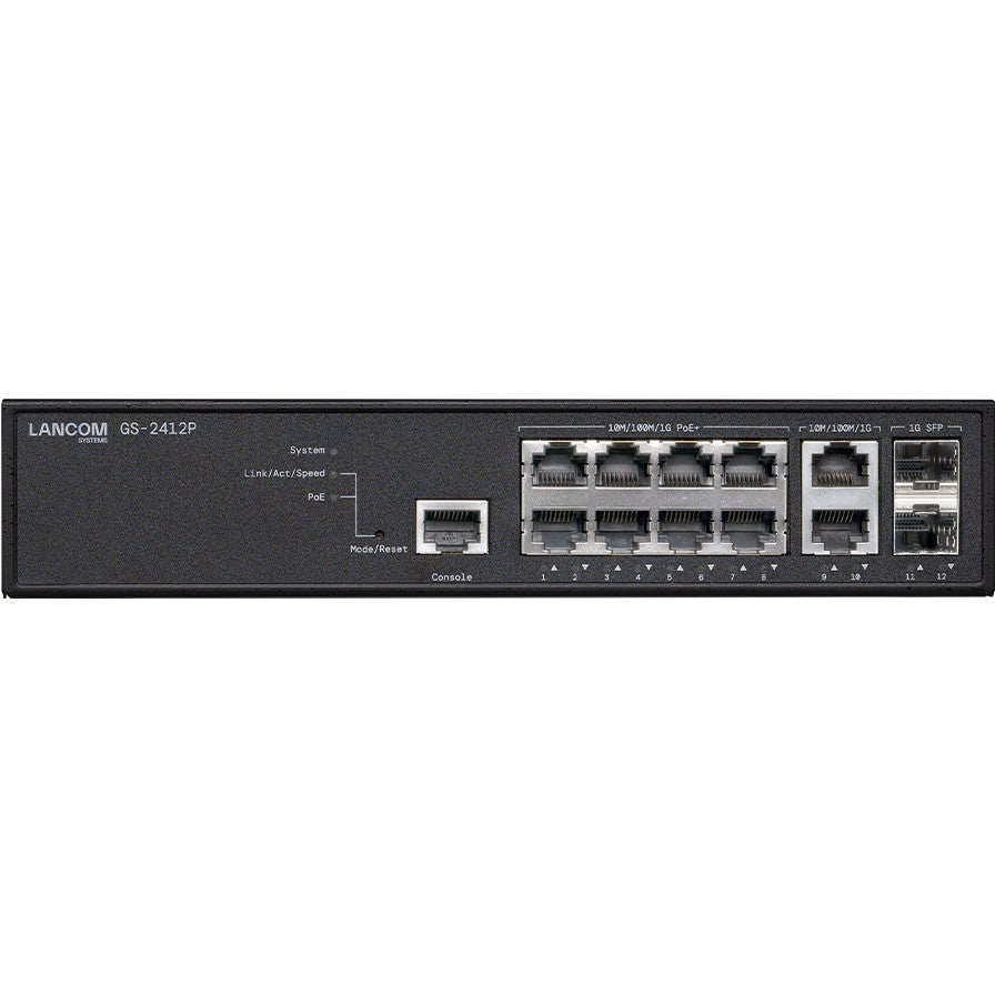 GS-2412P. Upravljani. L2+. Gigabit Ethernet (10/100/1000). Napajanje preko Etherneta (PoE). Montaža u rack.