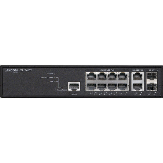 GS-2412P. Upravljani. L2+. Gigabit Ethernet (10/100/1000). Napajanje preko Etherneta (PoE). Montaža u rack.