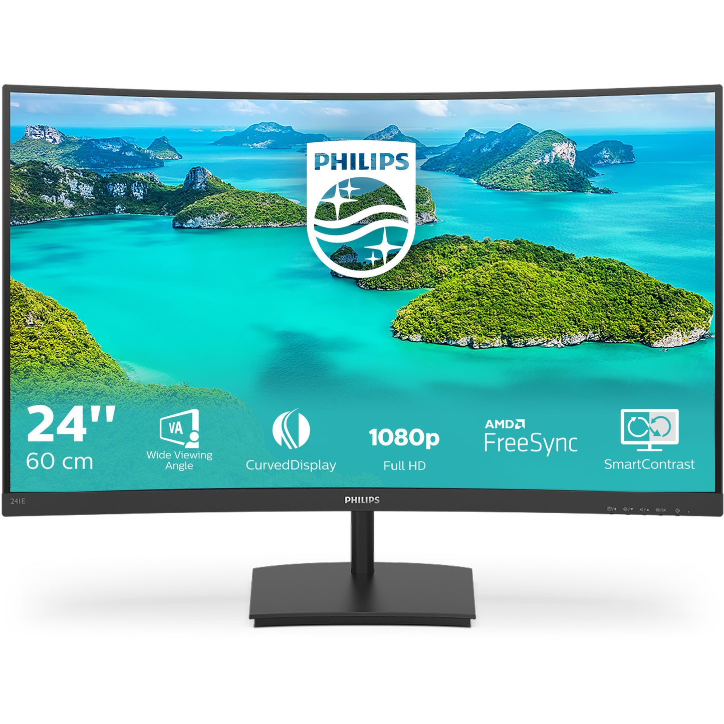 Philips E Line 241E1SCA/00. 59,9 cm (23,6"). 1920 x 1080 piksela. Full HD. LCD. 4 ms. Crni.