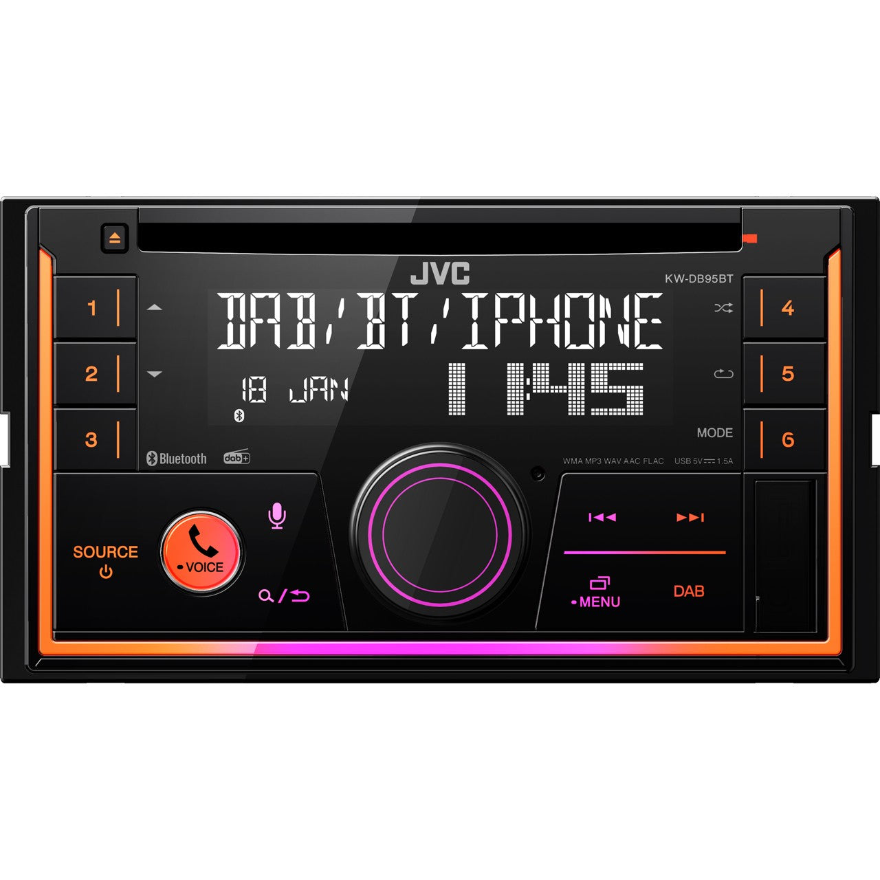 JVC KW-DB95BT. Crna. 2 DIN. 200 W. 7.1 kanala. 50 W. CD. CD-R. CD-RW.