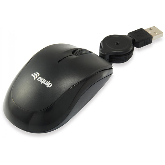 Equip optički putni miš. Za dekstre. Optički. USB Tip-A. 1000 DPI. Crni.