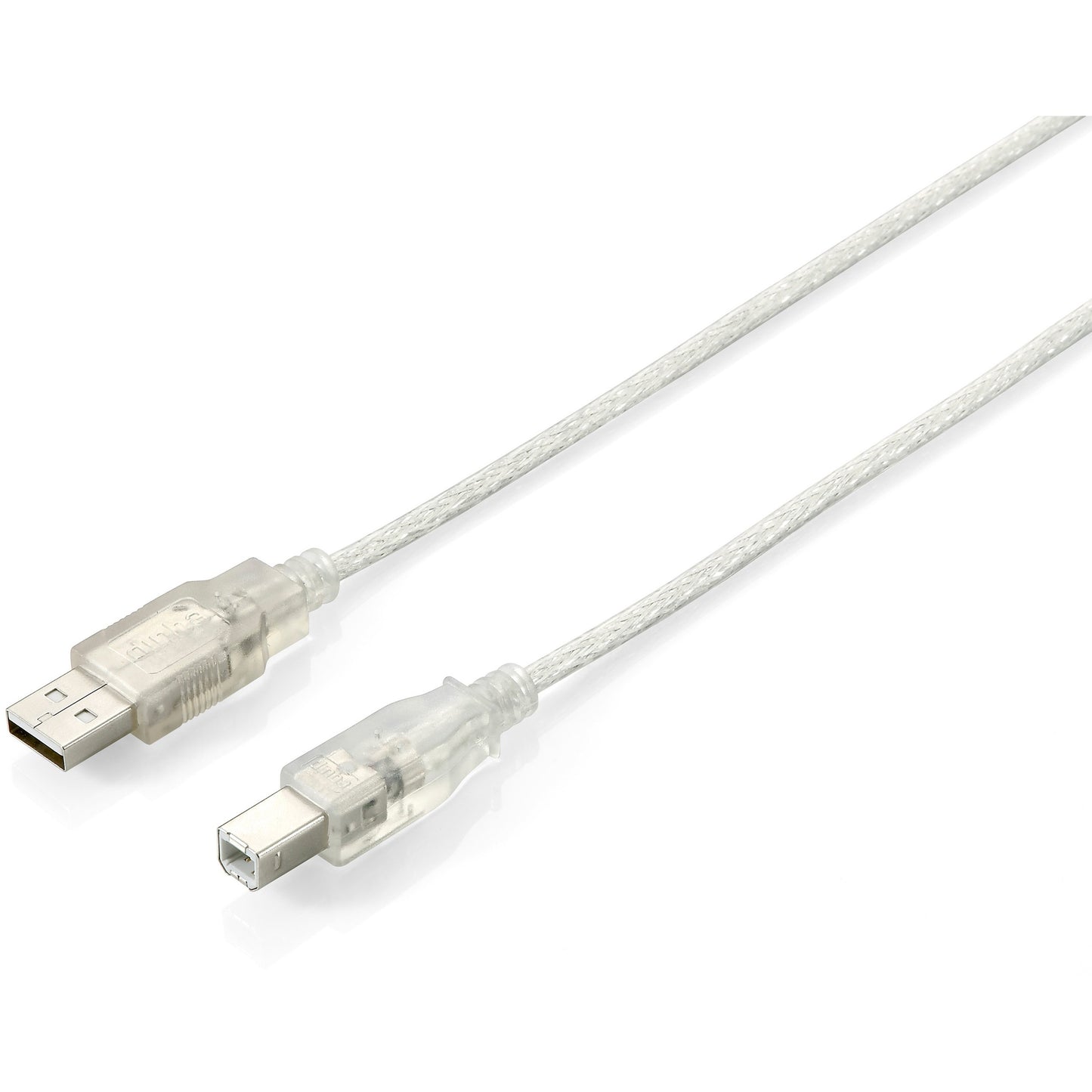 Equip USB 2.0 A na B kabel. 1,0 m. Muški/muški. Prozirno srebrni. 1 m. USB A. USB B. USB 2.0. Muški/muški. Srebrno. Prozirno