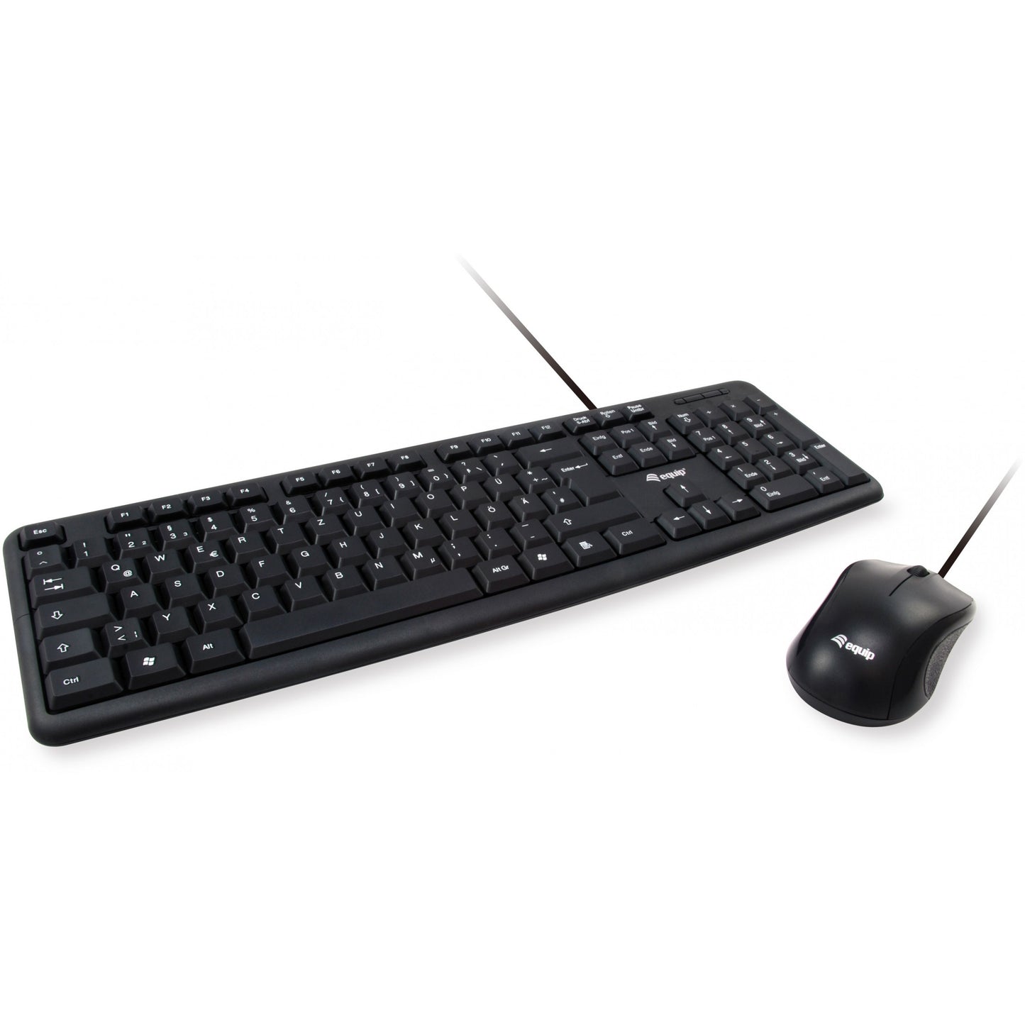 Equip 245203. Puna veličina (100%). Žični. USB. QWERTY. Crni. Miš uključen.