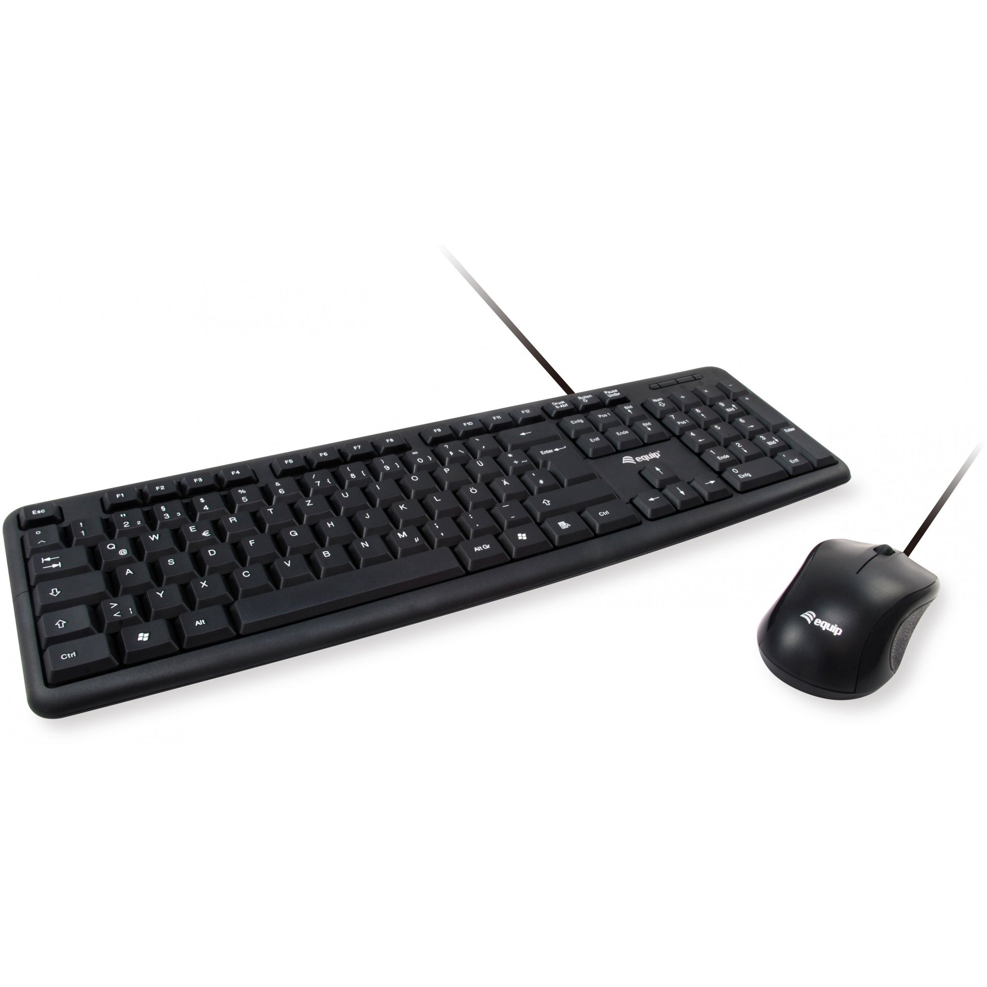Equip 245203. Puna veličina (100%). Žični. USB. QWERTY. Crni. Miš uključen.