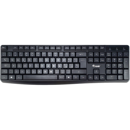Equip 245213. Puna veličina (100%). Žični. USB. QWERTY. Crni.