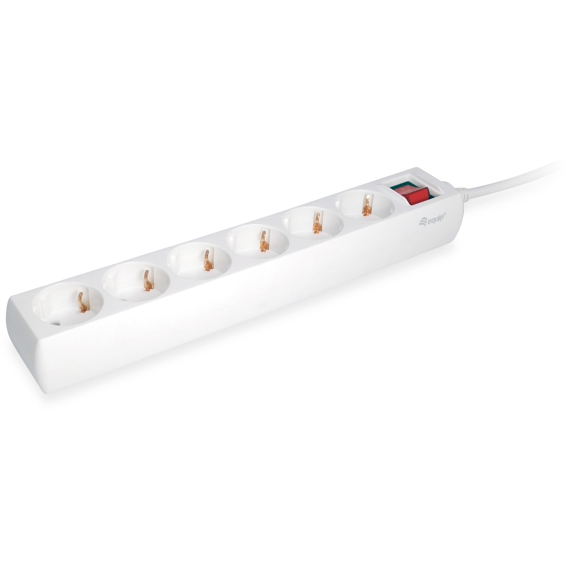Equipte produžni kabel sa 6 utičnica i prekidačem, višestruka utičnica, Schuko. 1,5 m. Za unutrašnju upotrebu. Tip F. Tip F (CEE 7/4). 1,5 mm². Plastika.