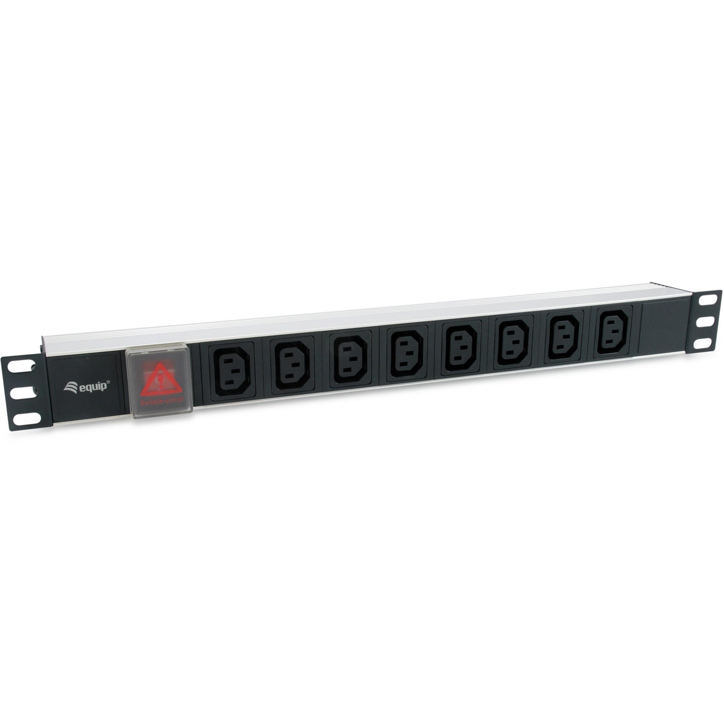 Equip 8-poljni C13 produžni kabel. Prekidač za uključivanje/isključivanje. Standardni. 1U. Horizontalni. Aluminijski. Crna. 8 AC utičnica.