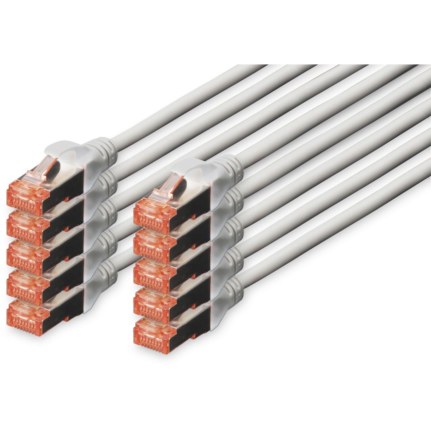 Digitus CAT 6 S/FTP patch kabel. 10 komada. 5 m. Cat6. S/FTP (S-STP). RJ-45. RJ-45. Sivi.