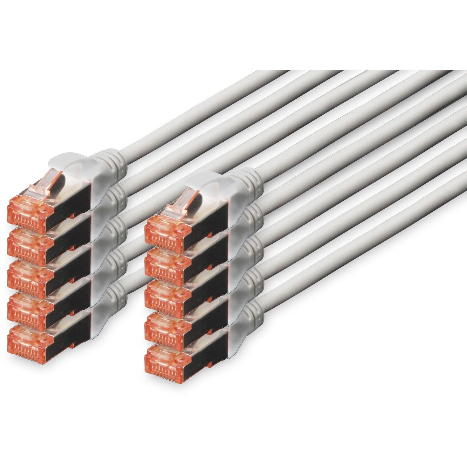 Digitus CAT 6 S/FTP patch kabel. 10 komada. 5 m. Cat6. S/FTP (S-STP). RJ-45. RJ-45. Sivi.