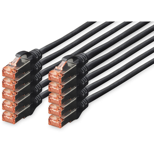 Digitus CAT 6 S/FTP patch kabel. 10 komada. 3 m. Cat6. S/FTP (S-STP). RJ-45. RJ-45. Crni.