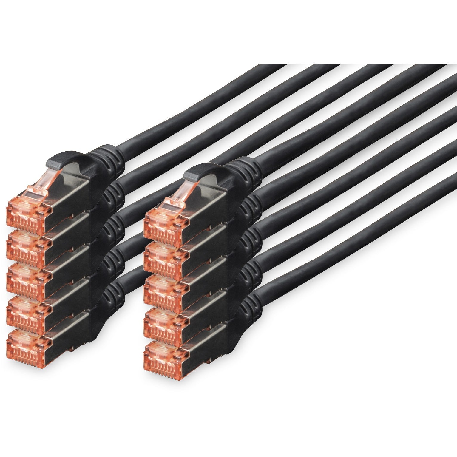 Digitus CAT 6 S/FTP patch kabel. 10 komada. 5 m. Cat6. S/FTP (S-STP). RJ-45. RJ-45. Crni.