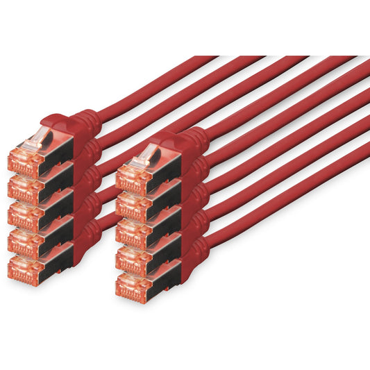 Digitus CAT 6 S/FTP patch kabel. 10 komada. 2 m. Cat6. S/FTP (S-STP). RJ-45. RJ-45. Crveni