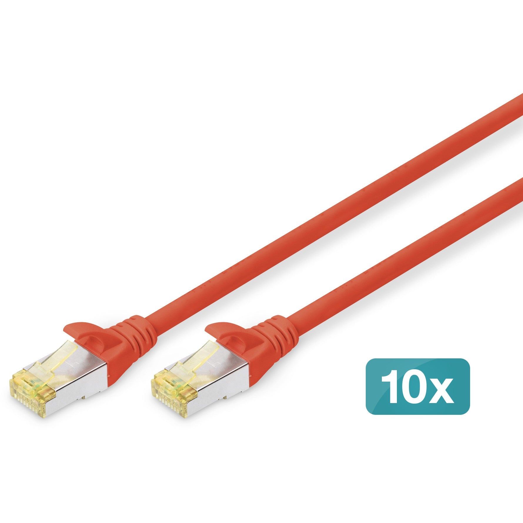 Digitus CAT 6A S/FTP patch kabel. 10 komada. 3 m. Cat6a. S/FTP (S-STP). RJ-45. RJ-45. Crveni.