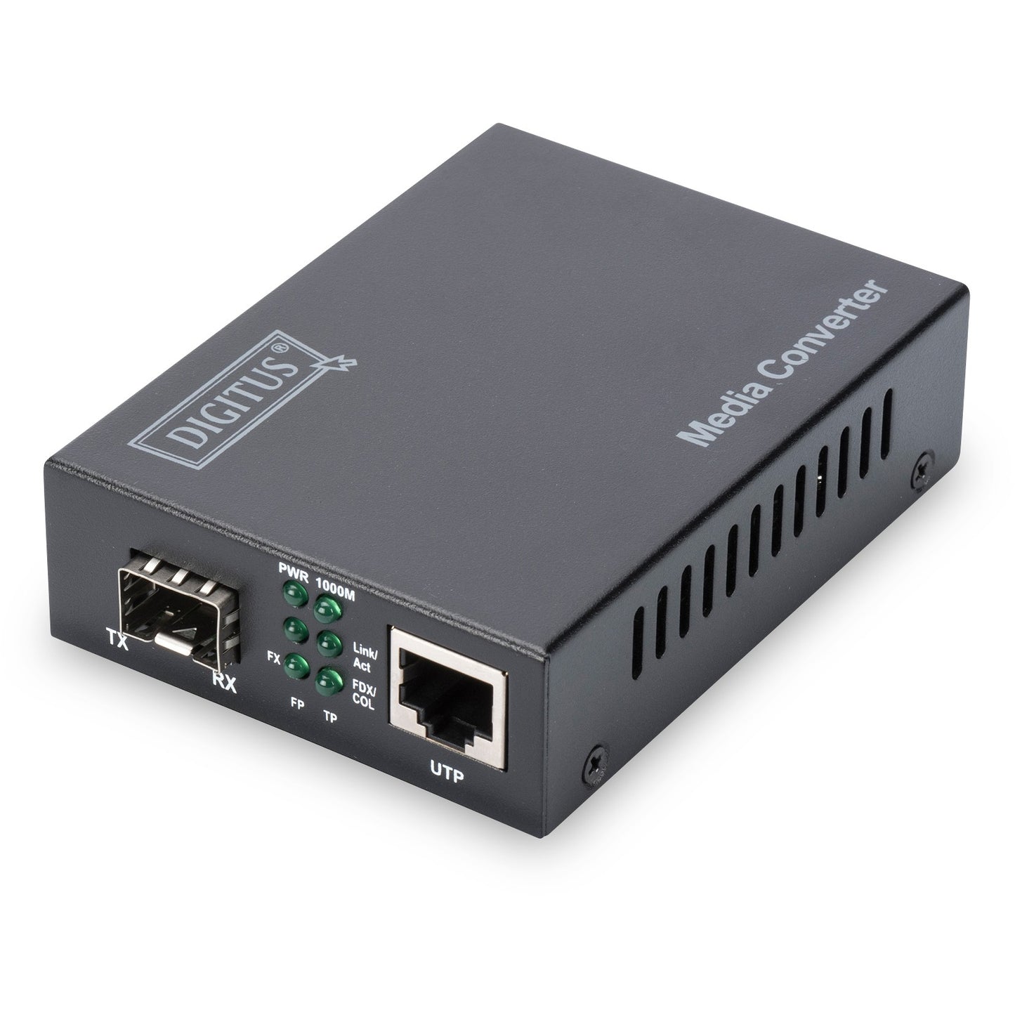 Digitus Gigabit Media Converter. RJ45/SFP. 1000 Mbps. IEEE 802.3. IEEE 802.3u. IEEE 802.3z. Gigabit Ethernet. 10,100,1000 Mbps. Puni. Pola. 80000 m