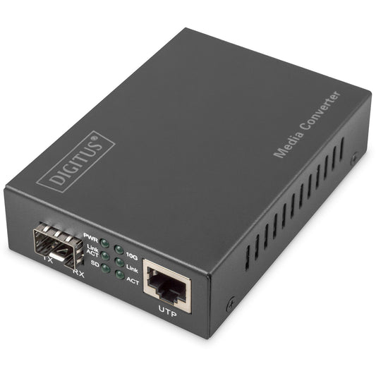 Digitus 10 Gigabit Media Converter. 10000 Mbit/s. 10 Gigabit Ethernet. 1000, 2500, 5000, 10000 Mbit/s. 80000 mm. Crni. SFP.