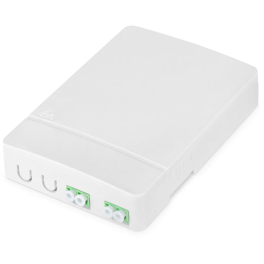 Digitus FTTH kućište sa 2 x LC/APC DX spojnice. Za montažu na zid. Bijela. ABS sintetika. Polikarbonat (PC). 80 mm. 104 mm. 23 mm