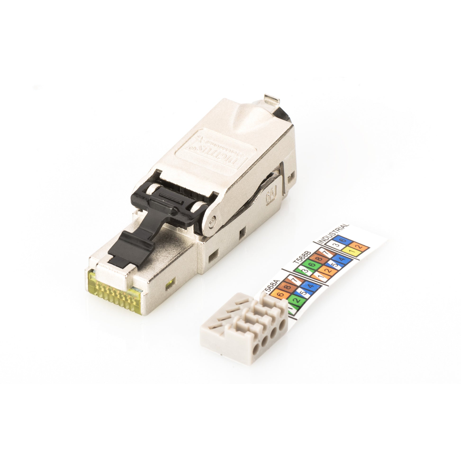 Digitus CAT 6A terenski konektor. STP sa poklopcem za prašinu. Olakšanje od naprezanja. RJ-45. Nerđajući čelik. Cat6. 1 A. -40 do 80 °C. 78 g