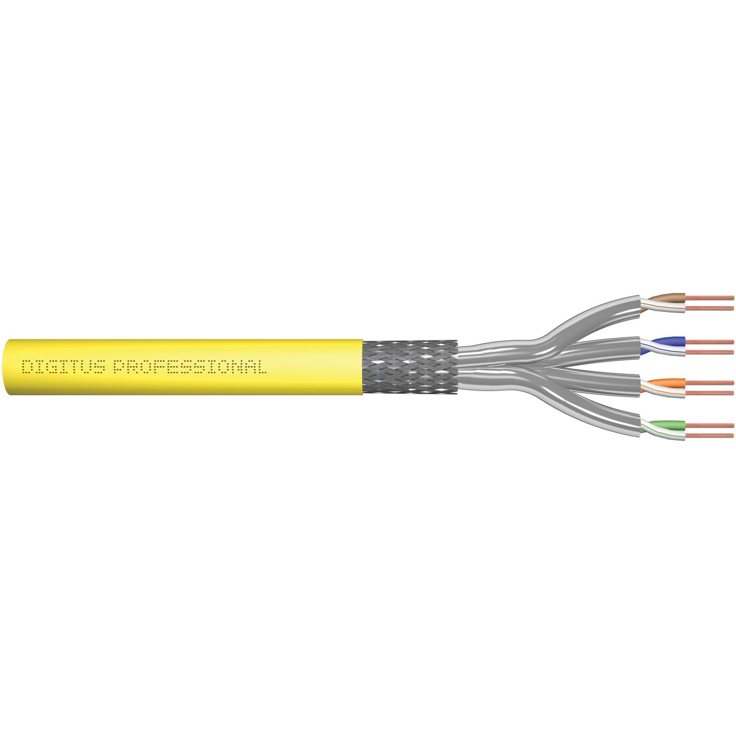 Digitus CAT 7A S/FTP instalacijski kabel. 100 m. Simplex. Dca-s1a d1 a1. GHMT PVP certificiran. 100 m. Cat7a. S/FTP (S-STP). Žuti.