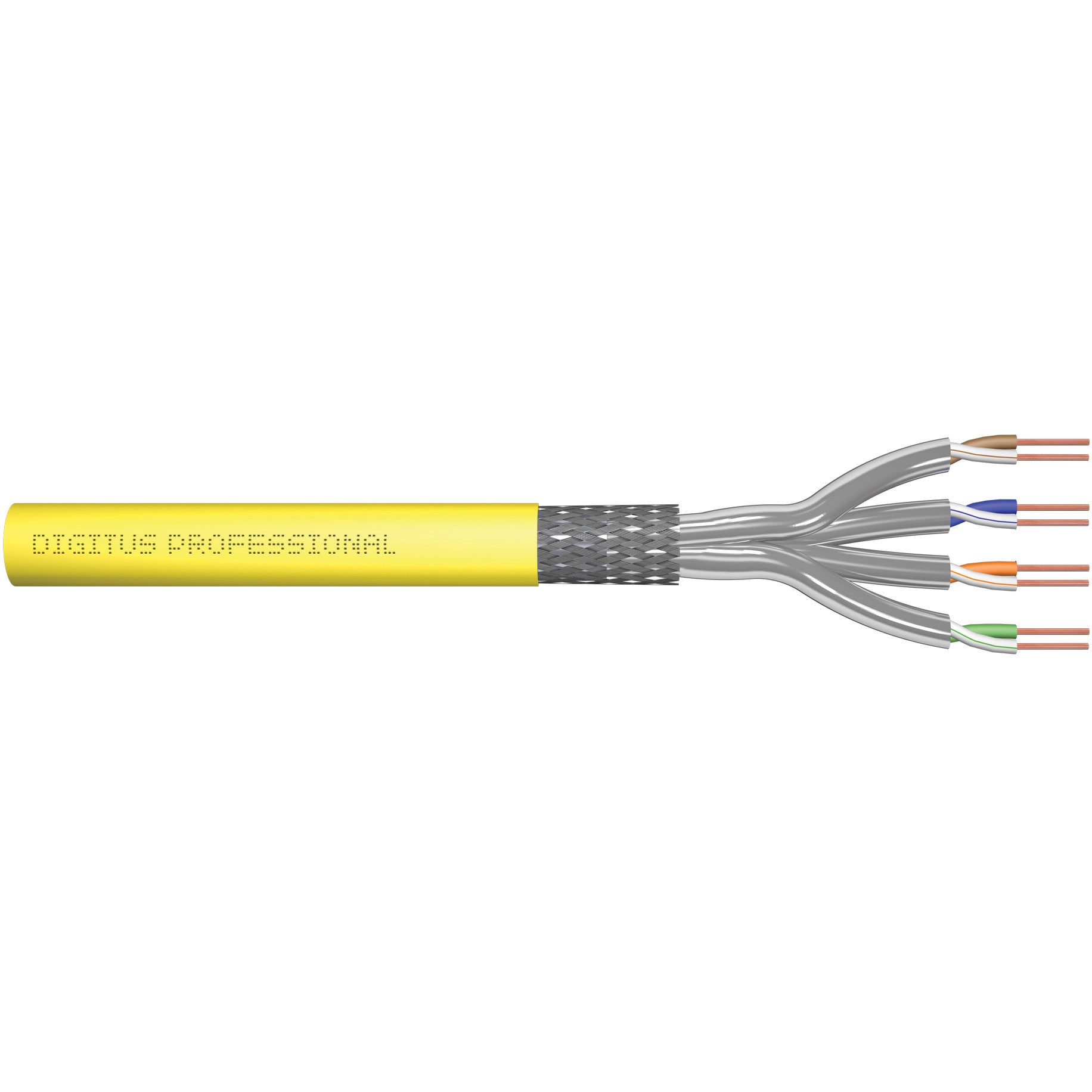 Digitus CAT 7A S/FTP instalacijski kabel. 100 m. Simplex. Dca-s1a d1 a1. GHMT PVP certificiran. 100 m. Cat7a. S/FTP (S-STP). Žuti.