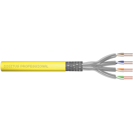 Digitus CAT 7A S/FTP instalacijski kabel. 100 m. Simplex. Dca-s1a d1 a1. GHMT PVP certificiran. 100 m. Cat7a. S/FTP (S-STP). Žuti.