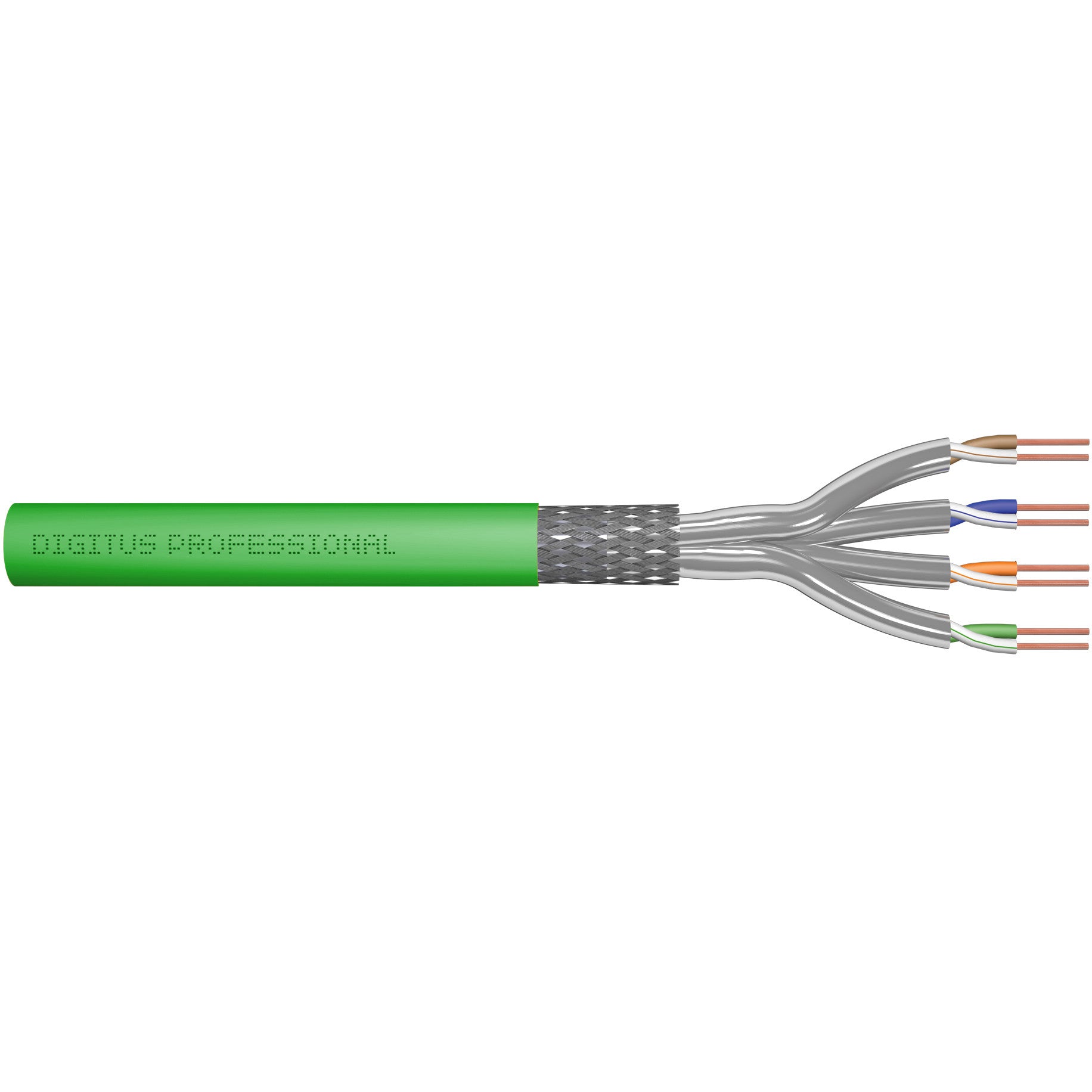 Digitus CAT 8.2 S/FTP podatkovni kabel - instalacijski kabel. 100 m. Simplex. cca. 100 m. Cat8.2. S/FTP (S-STP). Zeleni