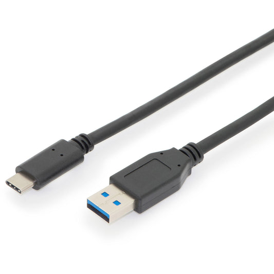 Digitus USB Type-C priključni kabel. Gen2. Type-C na A. 1 m. USB C. USB A. USB 2.0. 10 Gbit/s. Crni