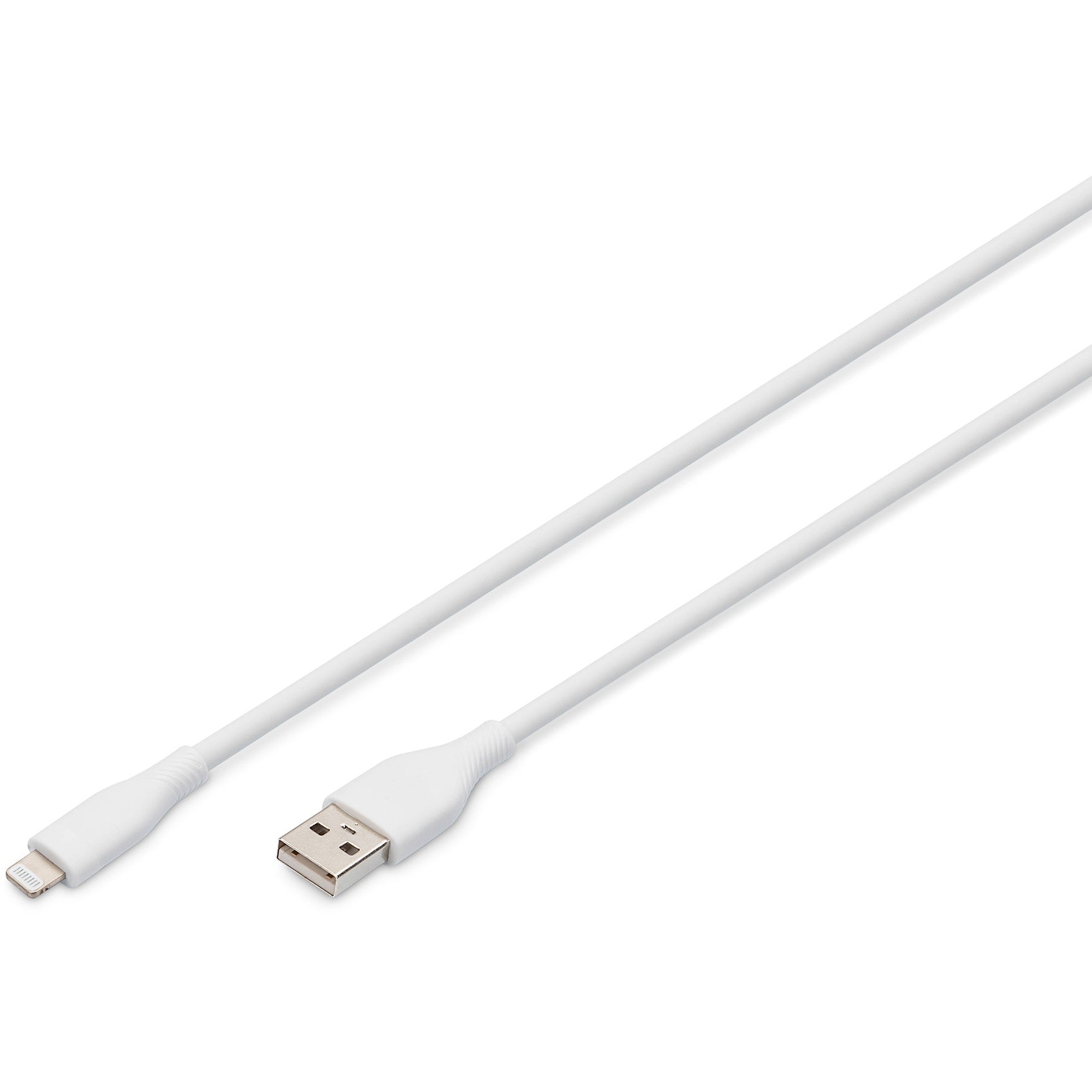 Digitus Lightning silikonski konektorski kabel. USB-A na Lightning 2m. Bijeli. 2m. Lightning. USB A. Muški. Muški. Bijeli.