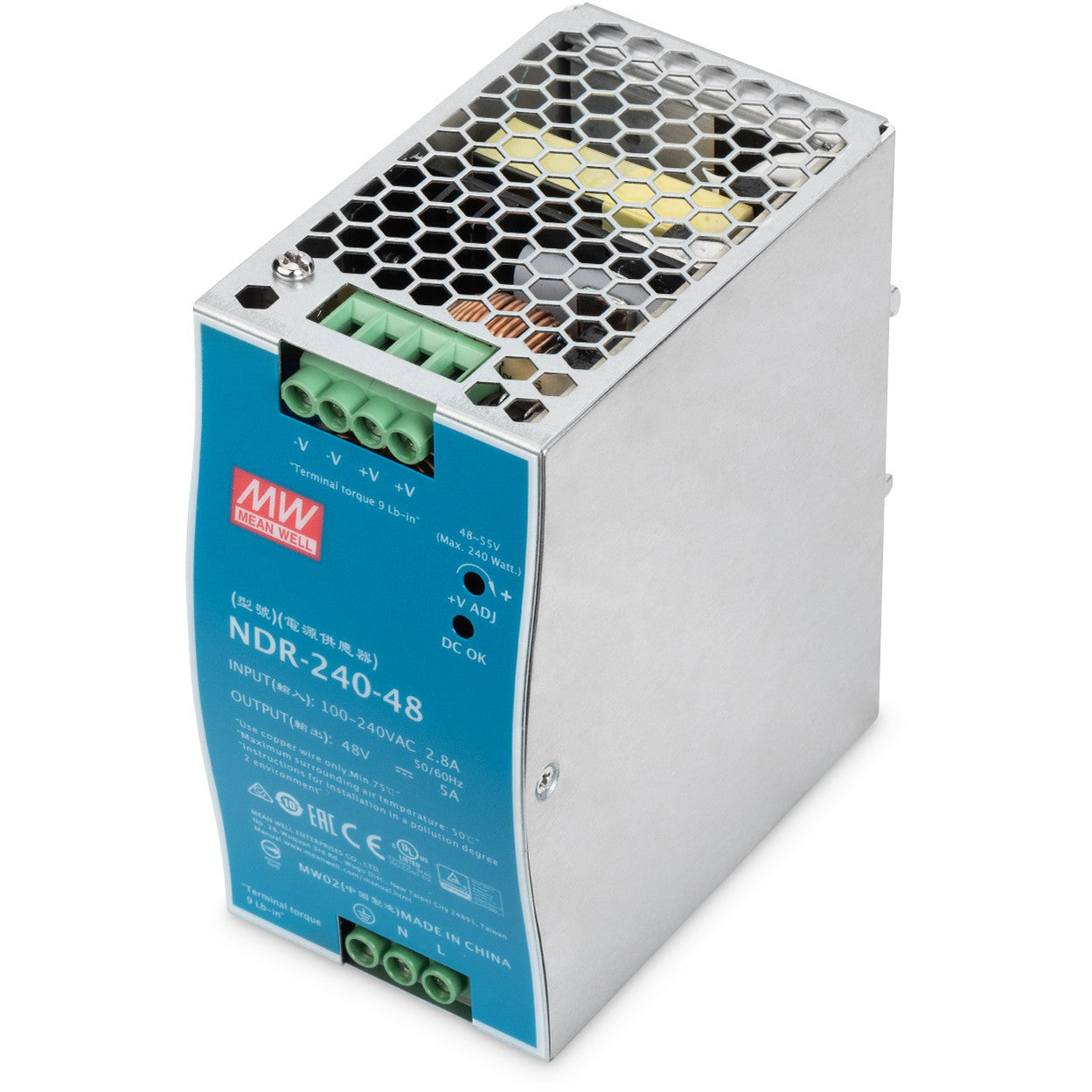 Digitus industrijsko napajanje. 48V DC. 240W. 240 W. 90 - 264 V. 47 - 63 Hz. 88%. Zelena. Srebrne boje. -20 - 60 °C