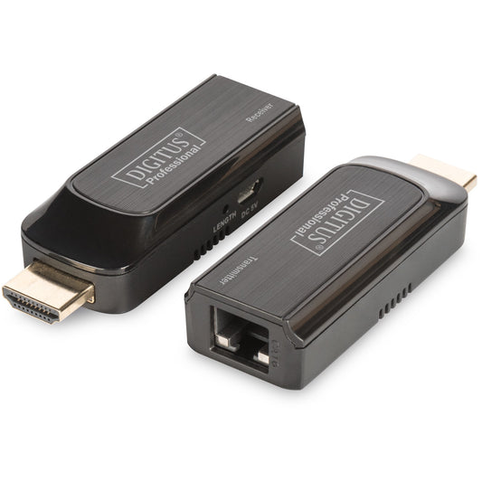 Digitus Mini HDMI Extender Set. 1920 x 1080 piksela. Mrežni predajnik i prijemnik. 50 m. Crni.